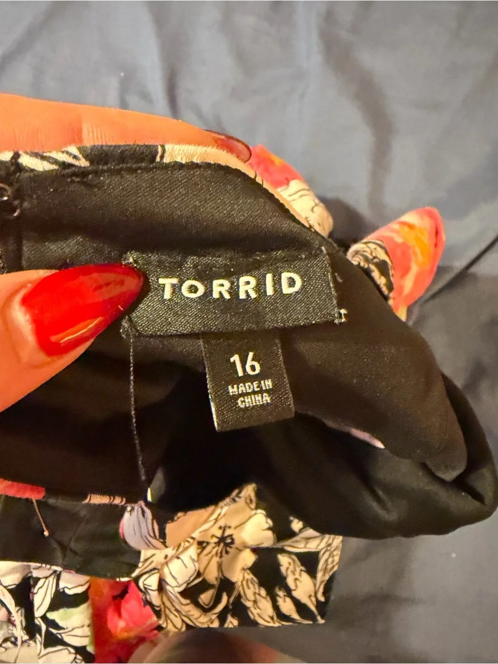 torrid Black Floral Halter Fit & Flare Dress with Pink Accents - Picture 3 of 3